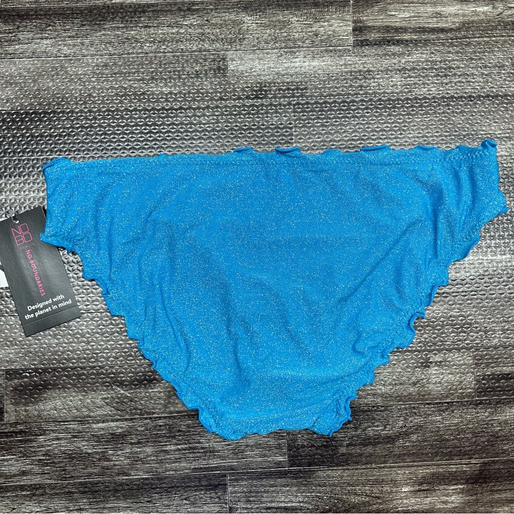 NWT Junior’s Size Large No Boundaries Two Piece Bikini Set in Blue Lurex - Picture 7 of 15